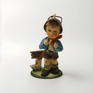 Vintage Kurt S Adler Plastic Hummel Like Christmas Ornament German Boy Hiking